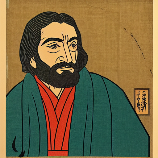 robert de niro as jesus Ukiyo-e Japanese woodblock