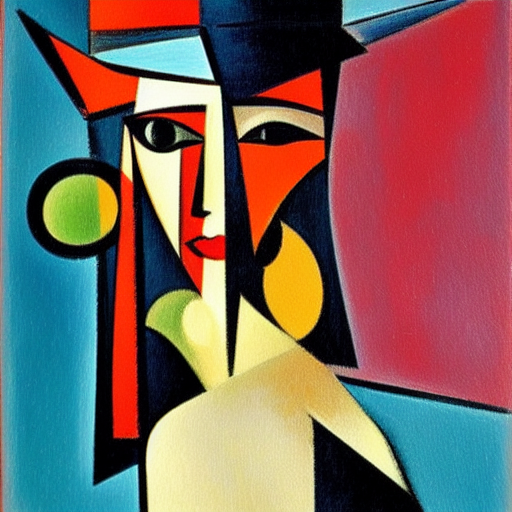 a painting of a woman wearing a hat, an art deco painting by andre lhote, behance, orphism, picasso, cubism, constructivism, technicolor