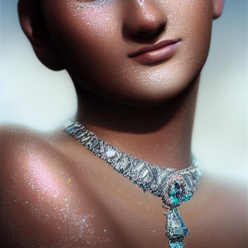 a beautiful portrait of a diamond goddess with glittering skin, a detailed painting by greg rutkowski and raymond swanland, behance contest winner, photorealism, behance hd, daz 3 d, zbrush, perfect face