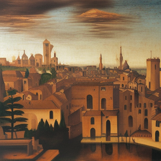 cityview of a renaissance town oil painting on canvas