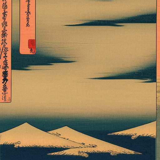painting of a desert sky sia Ukiyo-e Japanese woodblock
