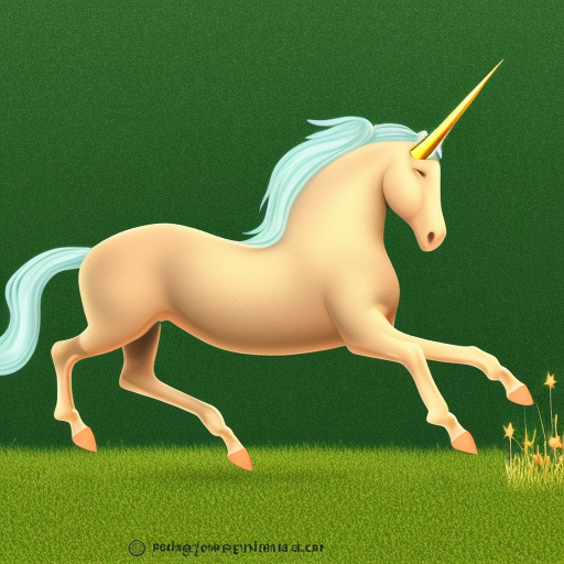 yellow unicorn with gold and silver jumping over blue grass high quality
