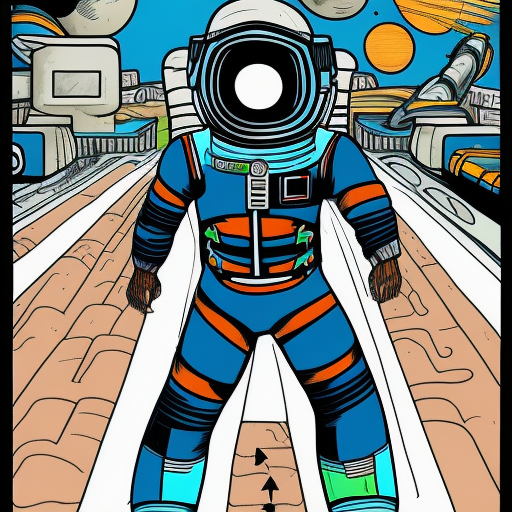 hyperdetailed comic drawing  asian large man in spaceman suit