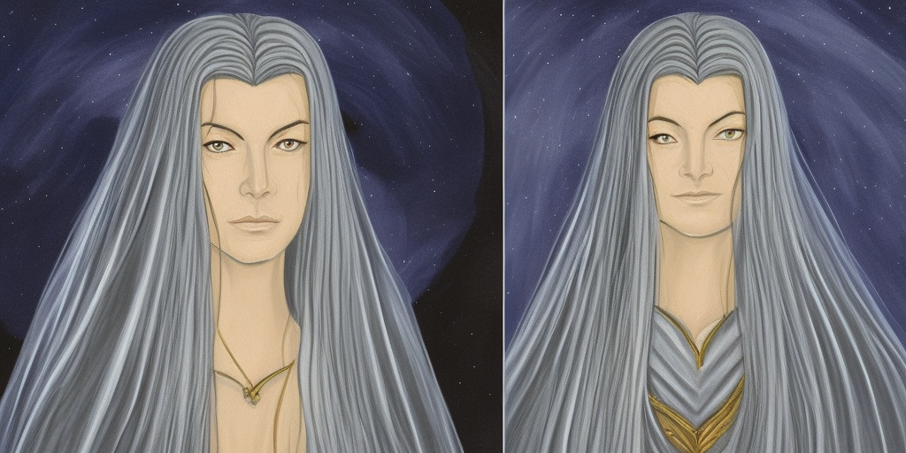 a painting of Melkor Galadriel

