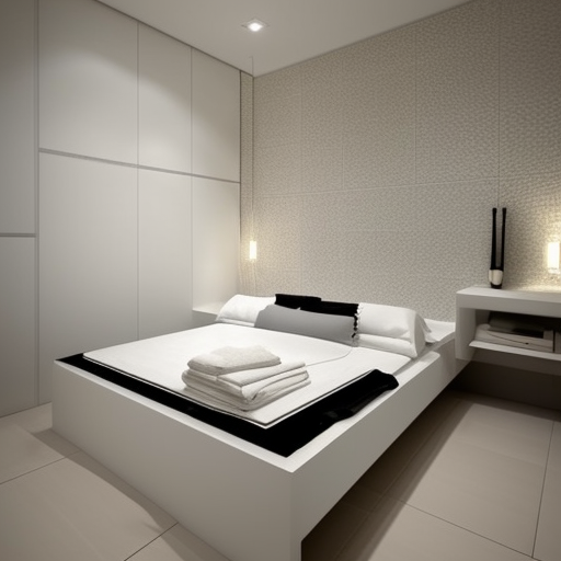 minimalistic tile bedroom