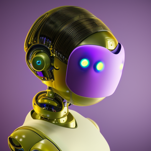 side view, a violet robot with big eye traveling space around floating computers 3d model ultra-realistic portrait cinematic lighting 80mm lens, 8k, photography bokeh