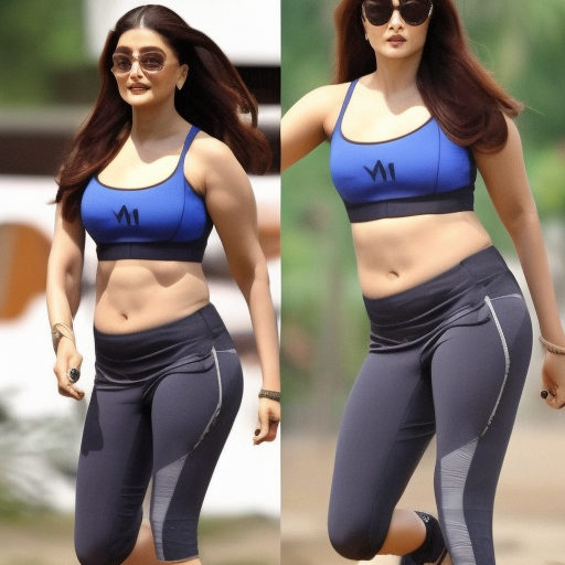 aishwarya rai in Gym shorts and sports bra ,