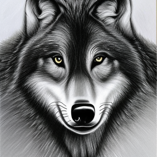 wolf style metal gold black and white pencil illustration high quality oil painting on canvas