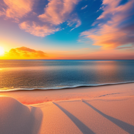Create an image of a beautiful beach scene, with crystal clear water and white sand, including a sea turle on the foreground, with a breathtaking sunset in the background. ultra-realistic, cinematic lighting 80mm lens, 8k, photography bokeh, 