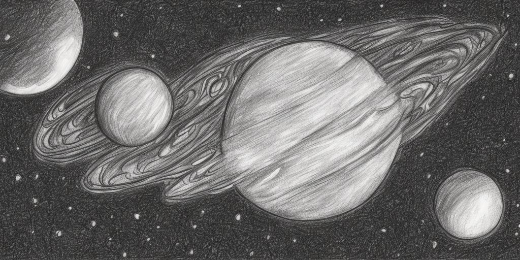 a drawing of a burning planet