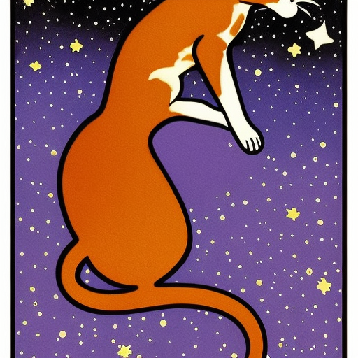 art nouveau cats dancing under the stars