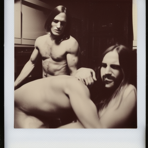 A polaroid photo of Joe Dallesandro shooting up in front of Jane Forth and Bruce Pecheur in Trash movie 1970