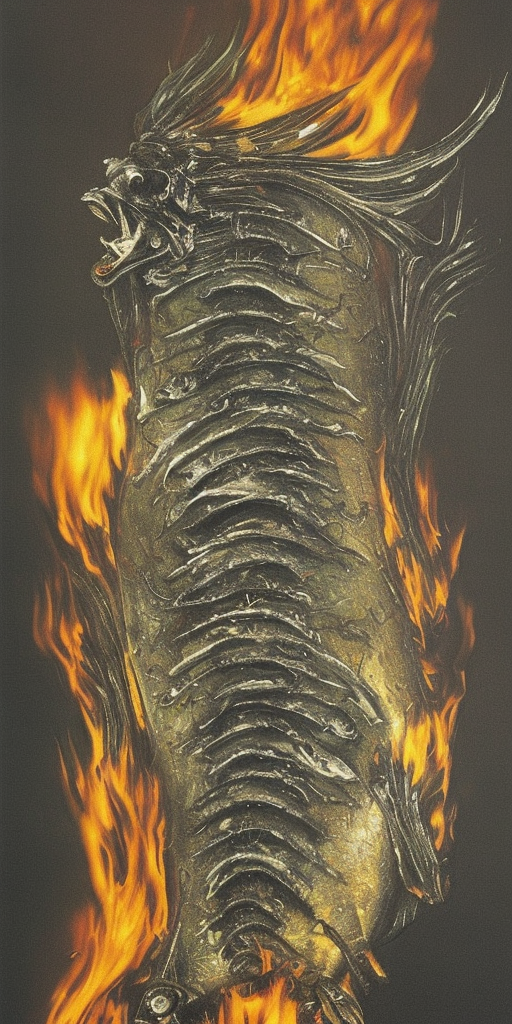 a H.R. Giger of a Burning fish