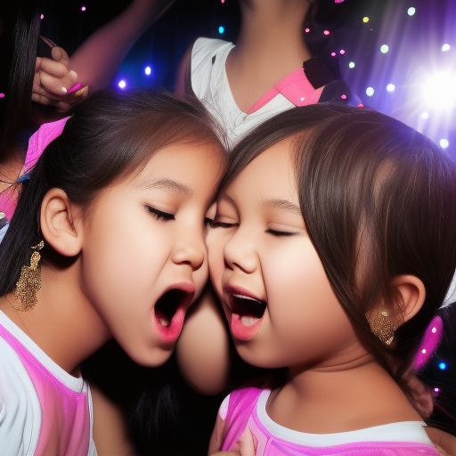 two Little idol malaysia girl kissing in night club 