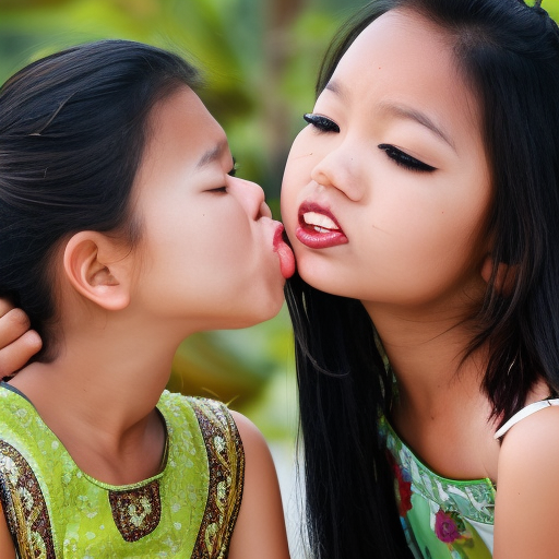two sisters malay girl kissing 