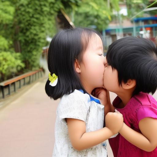 two kindergarten malaysia girl kissing 