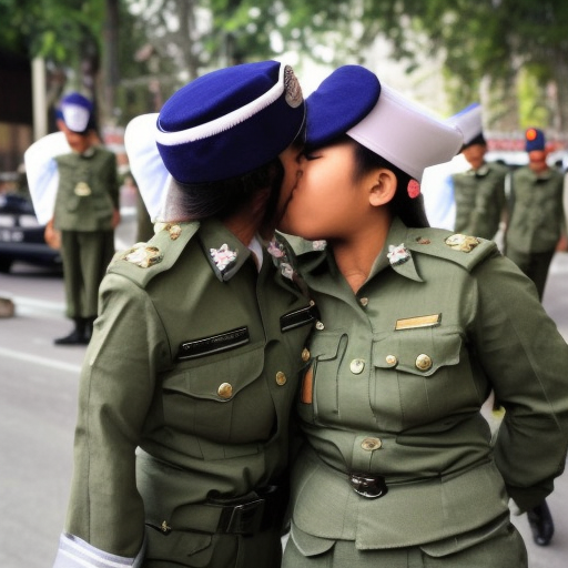 two kadet polis malay girl kissing 
