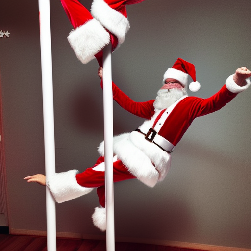 Santa Claus pole dancing in a thong