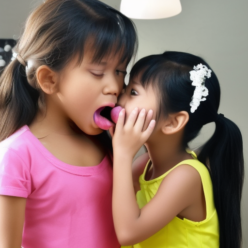 two Little actress malay girl kissing with tongue 