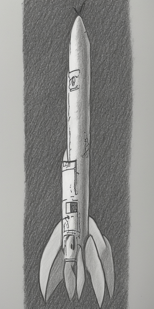 a drawing of a rocket on a phallus