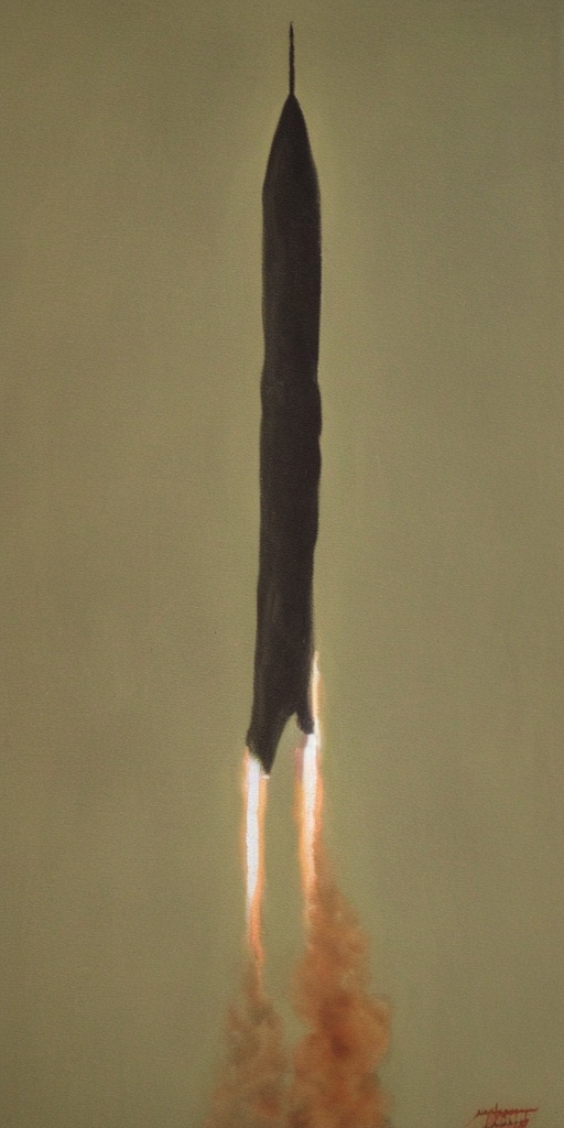 a painting of A rocket turns into a phallus