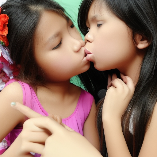 two elementary school melayu girl kissing at night club 