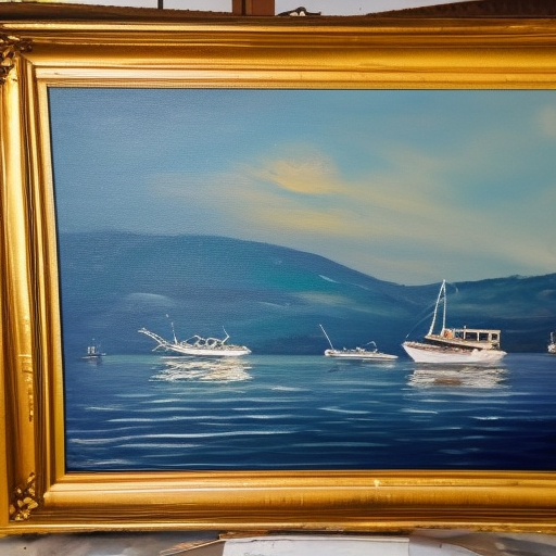 oil painting of boat on the bosphorus