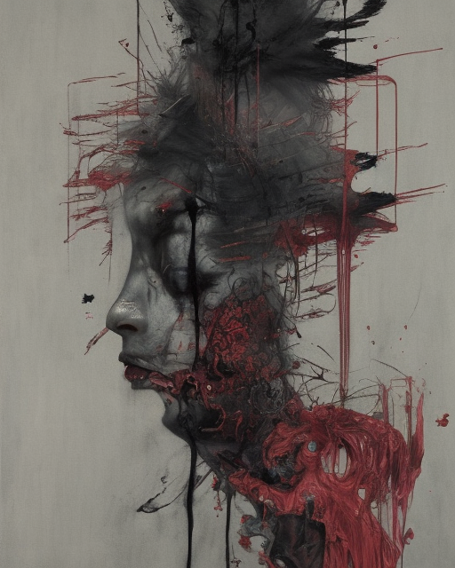 the embodiment of dark surrealism, a brutalist designed, gothic, rich deep colours, charcoal, painted by francis bacon, adrian ghenie, james jean and petra cortright, part by gerhard richter, part by takato yamamoto. 8 k masterpiece.