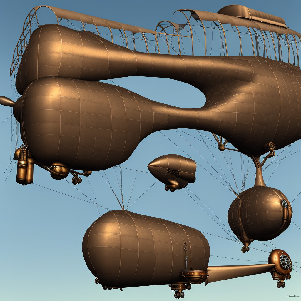 ultra-realistic, high detail,steampunk stylized, steam powered, propeller, blimp