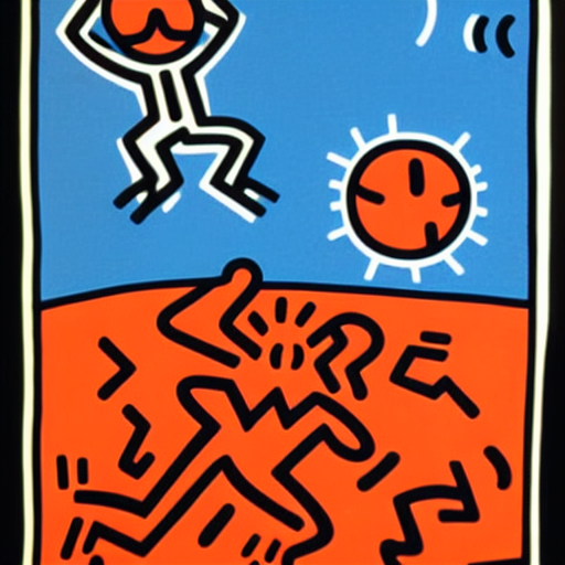 Alien dunking on mars by Keith haring 