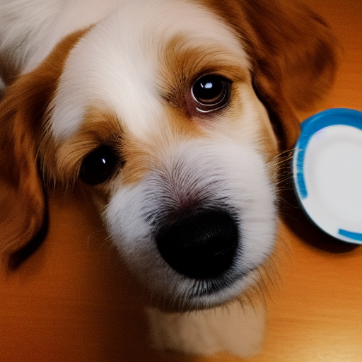 a cute dog stares longingly at lunch, photo
