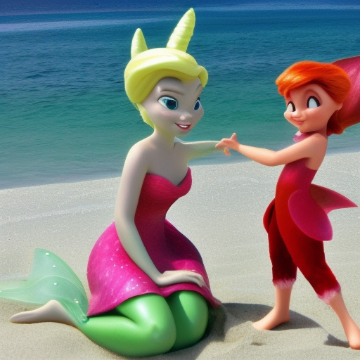 Ariel and Tinkerbell at the beach