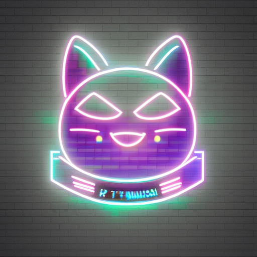 Cyberpunk cat, Studio Ghibli, Logo, brand, logo, neon lights