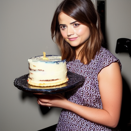 Jenna coleman eating a cake  