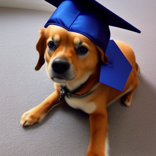 cute dog wearing a graduation hat