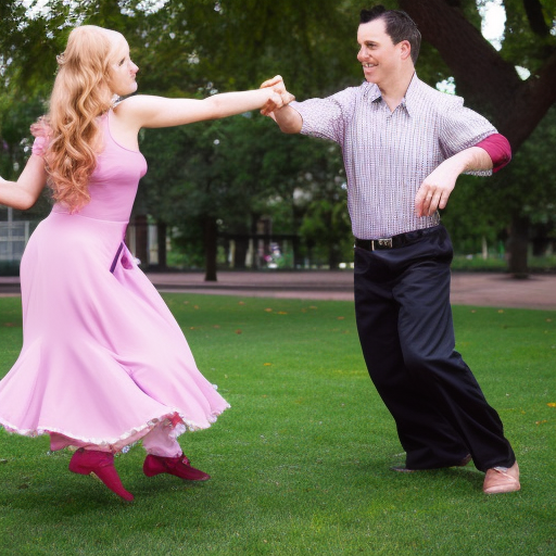 west coast swing dancing couple in park