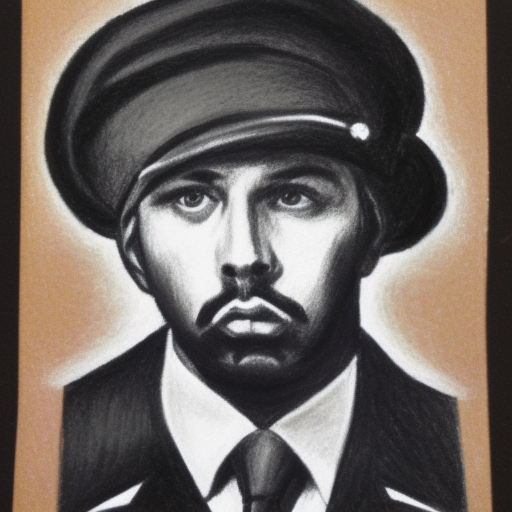 che guevarra, color pencil sketch, with red star on small black beret, symmetrical
