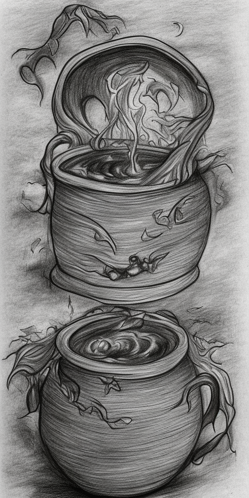 a drawing of a Witch's cauldron