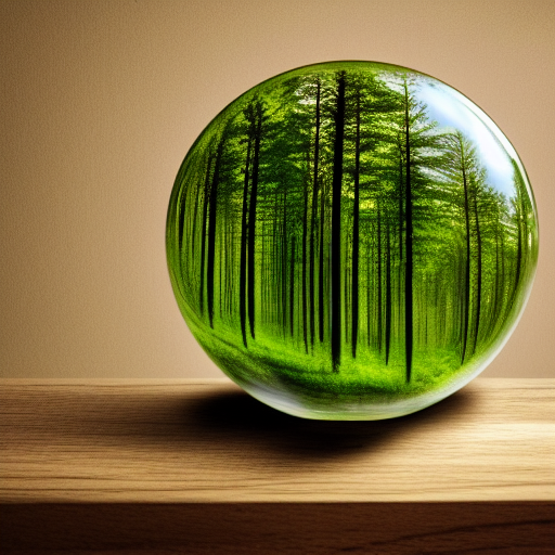 forest in a glass sphere in a dark room