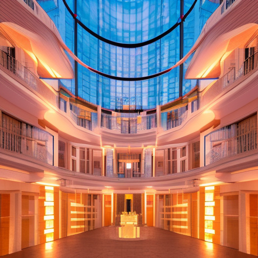 circular building, 32 rooms, two stories, orange bricks high quality ultra-realistic portrait cinematic lighting 80mm lens, 8k, photography bokeh