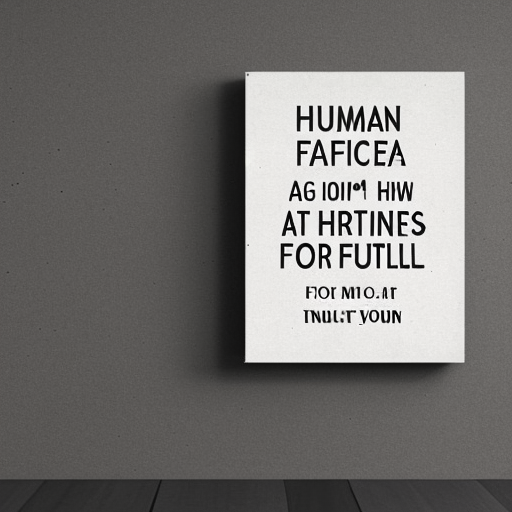 Create a canvas or sign with the folowwing text inside it: 'Human artists only'