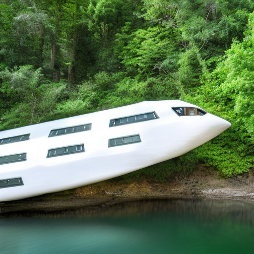white starship on a ravine with a river