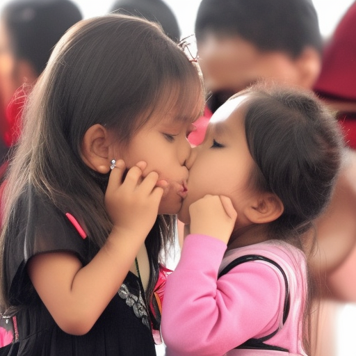 two Little idol malay girl kissing in konsert