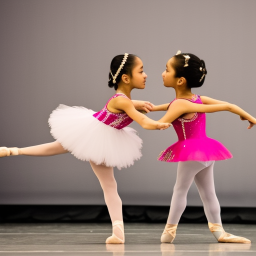 two preteens ballet melayu girl kissing on stage 