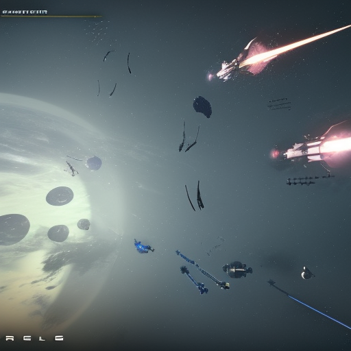 freelancer, starlancer, eve online, space simulation game, NASA, asteroids, battleships, fighters, fight, rockets, missiles, nuclear bomb, debris, 8k, photorealistic