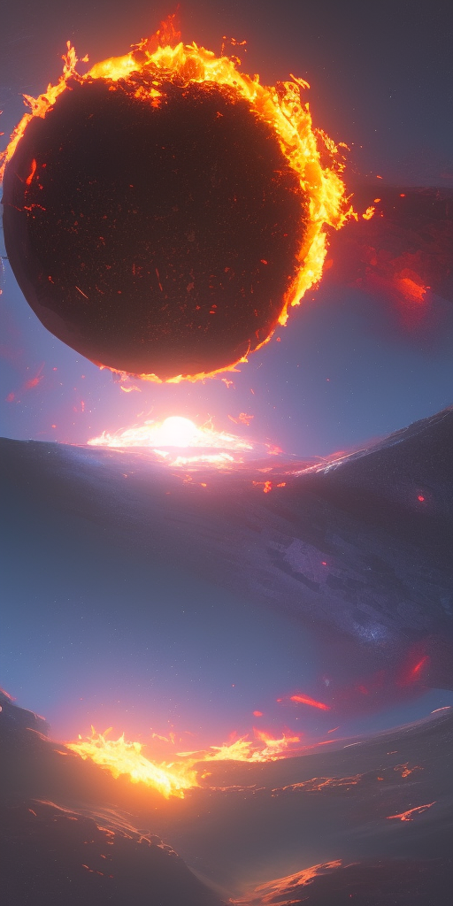 a artstation of a burning planet