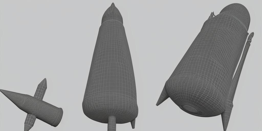 a 3d rendering of A rocket and a phallus