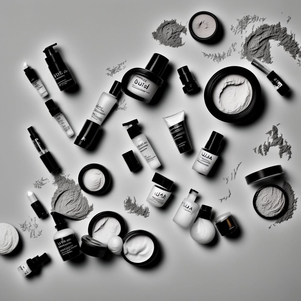 Aesthetic skincare products, posed with abstract objects in a monotone studio ultra-realistic portrait cinematic lighting 80mm lens, 8k, photography bokeh