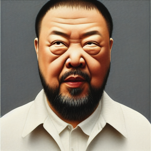 ascii art, hyperrealism oil painting, portrait scary ai weiwei style 