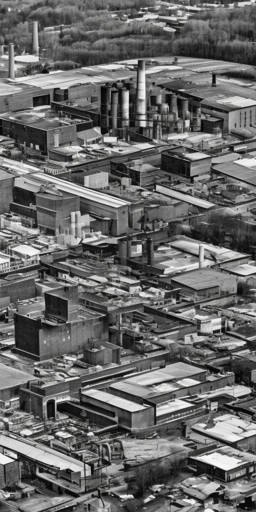 A black and white drawing of a factory in Wuppertal, a very close-up shot. It is a clear and bright day. In the center of the image, a brick chimney stands tall, dominating the top half of the picture. In the background, behind the industrial building, there is a tree. Everything else is hidden in deep shadow except for the chimney. The chimney, as the tallest object, rises stretches towards the light of the sun, as if it were a tree turning towards its source of food. The tree, which is just a tree, is only a dark outline in comparison. Would it be too deep to say that here, the capitalist human work rises above natural creativity, showing its strength and pride without realizing that its downfall is already inherent in this outstanding pride? Or is a chimney sometimes just a chimney?